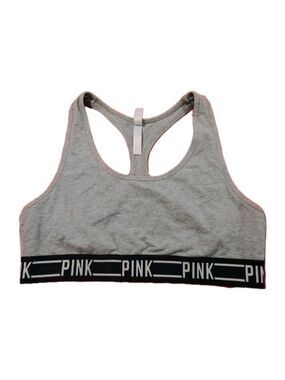 Pink Victoria Secret Sport Gray Sports Bra with Logo Band Size Large